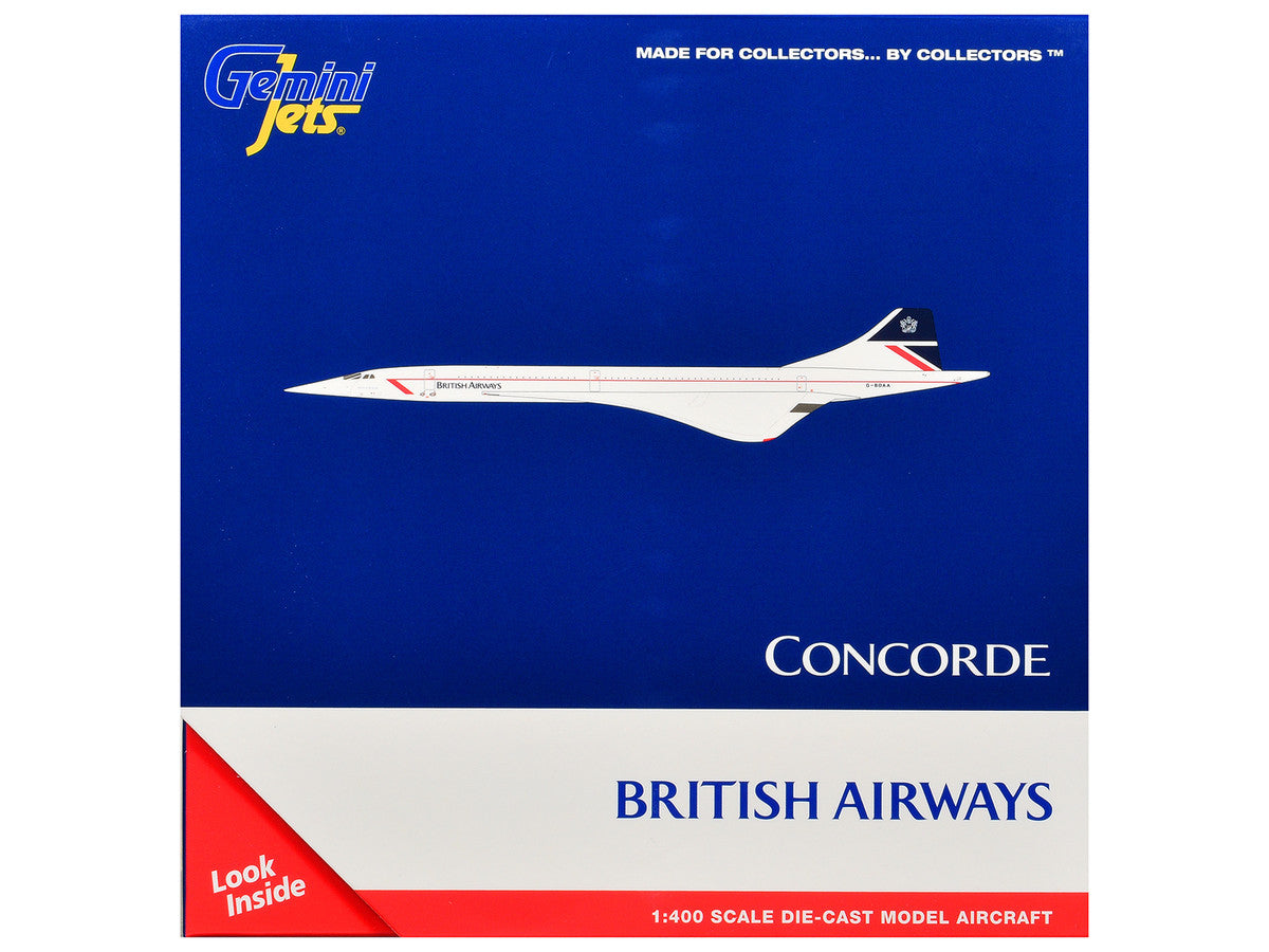 BAC/Aerospatiale Concorde Commercial Aircraft "British Airways" (G-BOAA) White with Red Stripes and Blue Tail 1/400 Diecast Model Airplane by GeminiJets-2