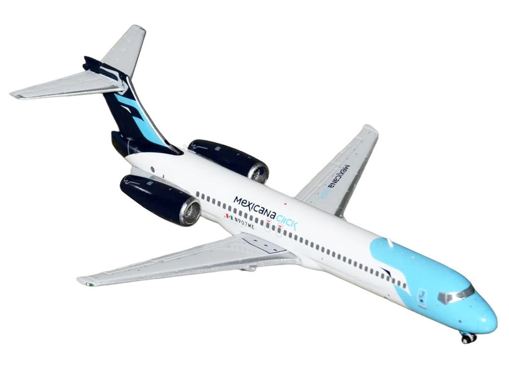 Boeing 717-200 Commercial Aircraft "Mexicana Click" (N907ME) White with Light Blue Nose and Dark Blue Tail 1/400 Diecast Model Airplane by GeminiJets-1