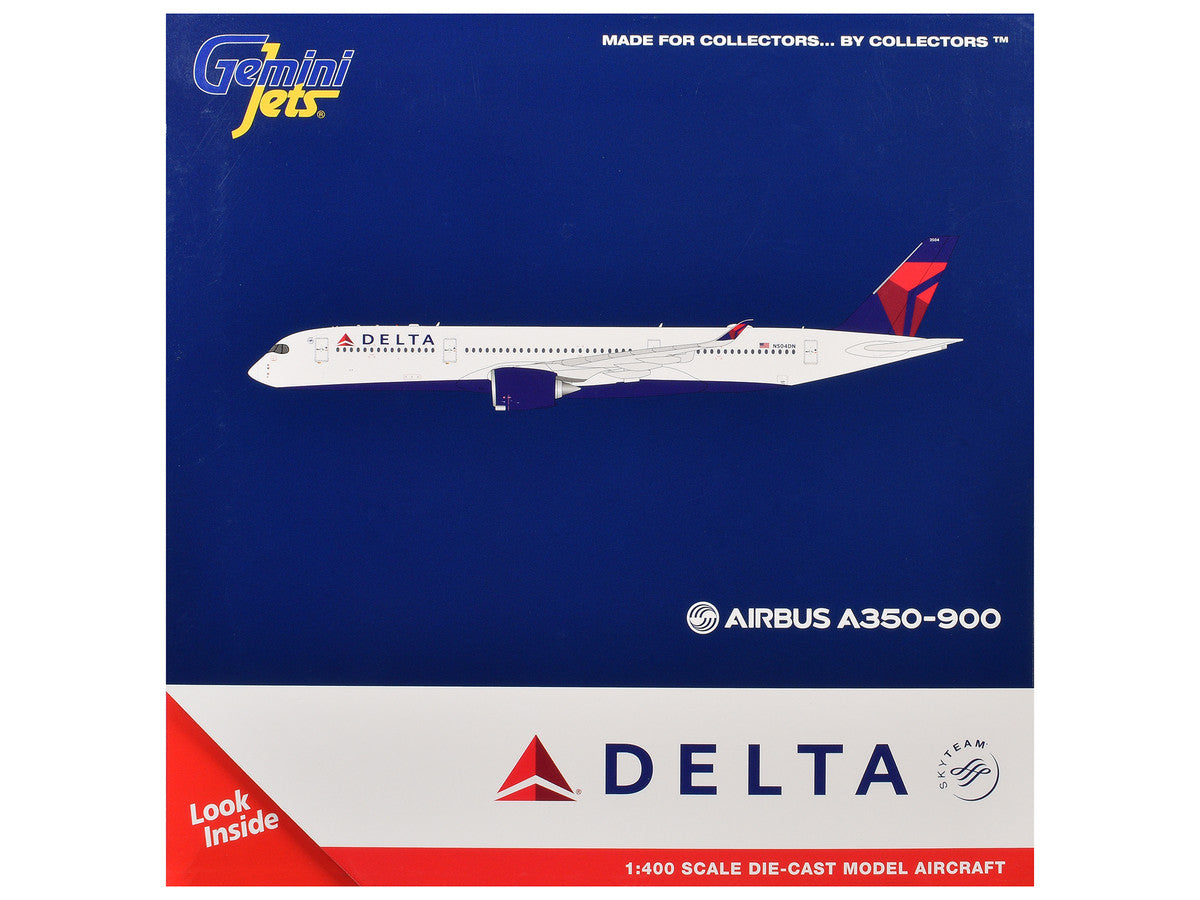 Airbus A350-900 Commercial Aircraft "Delta Air Lines" (N504DN) White with Blue and Red Tail 1/400 Diecast Model Airplane by GeminiJets-2