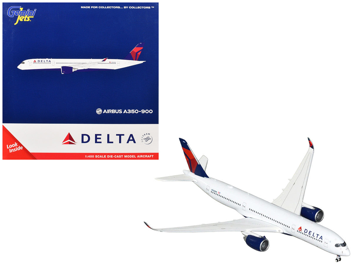 Airbus A350-900 Commercial Aircraft "Delta Air Lines" (N504DN) White with Blue and Red Tail 1/400 Diecast Model Airplane by GeminiJets-0