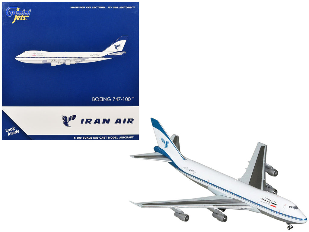 Boeing 747-100 Commercial Aircraft "Iran Air" (EP-IAM) White with Blue Stripes 1/400 Diecast Model by GeminiJets-2