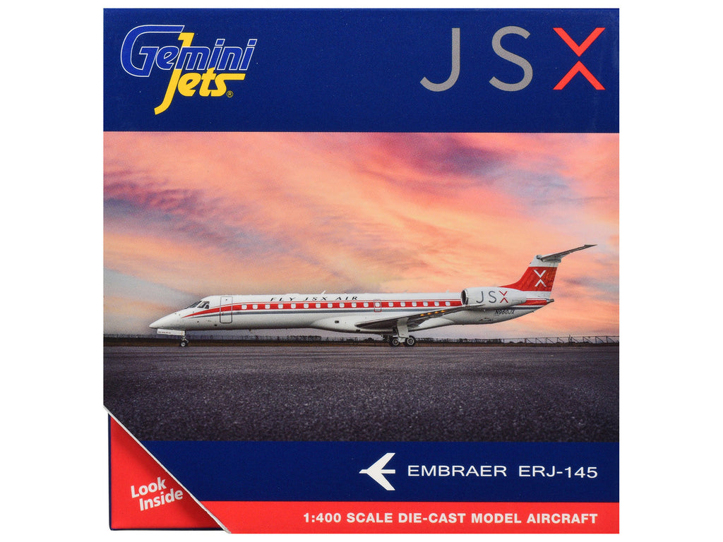 Embraer ERJ-145 Commercial Aircraft "JSX" (N960JX) White with Red Stripes and Tail 1/400 Diecast Model Airplane by GeminiJets-2
