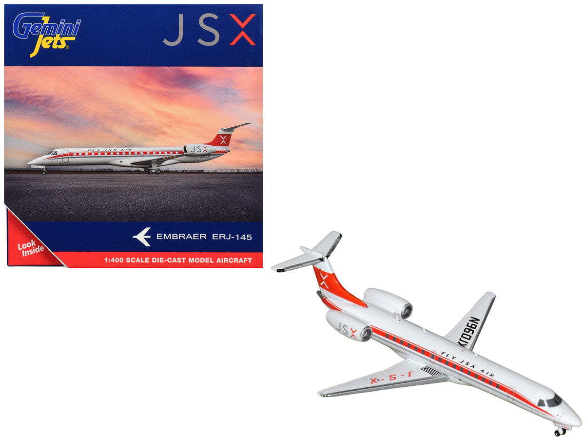 Embraer ERJ-145 Commercial Aircraft "JSX" (N960JX) White with Red Stripes and Tail 1/400 Diecast Model Airplane by GeminiJets-0