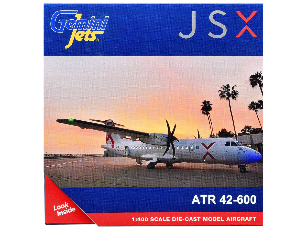 ATR 42-600 Commercial Aircraft "JSX" (N400JX) White with Red Stripes 1/400 Diecast Model Airplane by GeminiJets-2