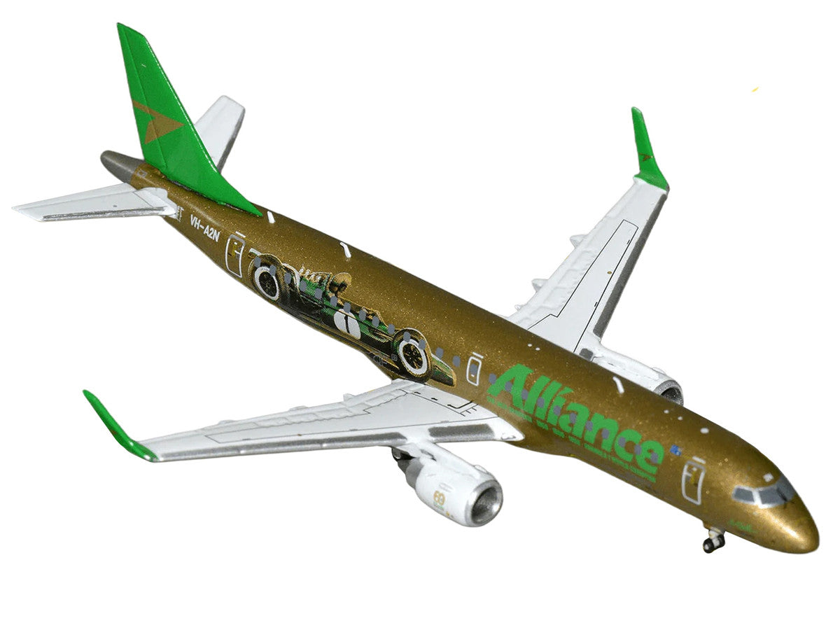 Embraer ERJ-190 Commercial Aircraft "Alliance Airlines - Sir Jack Brabham" (N7620U) Gold Metallic with Graphics 1/400 Diecast Model Airplane by GeminiJets-1
