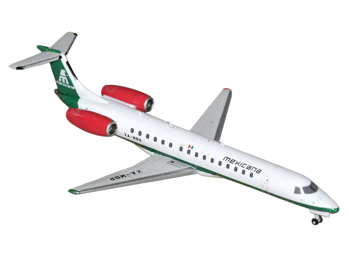 Embraer ERJ-145 Commercial Aircraft "Mexicana de Aviacion" (XA-MBR) White with Green Stripes 1/400 Diecast Model by GeminiJets-1