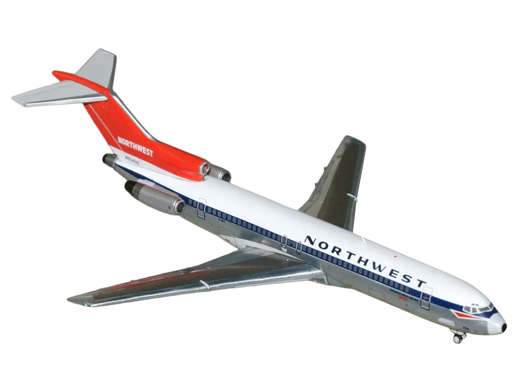 Boeing 727-200 Commercial Aircraft "Northwest Airlines" (N254US) White with Blue Stripes and Red Tail 1/400 Diecast Model by GeminiJets-1