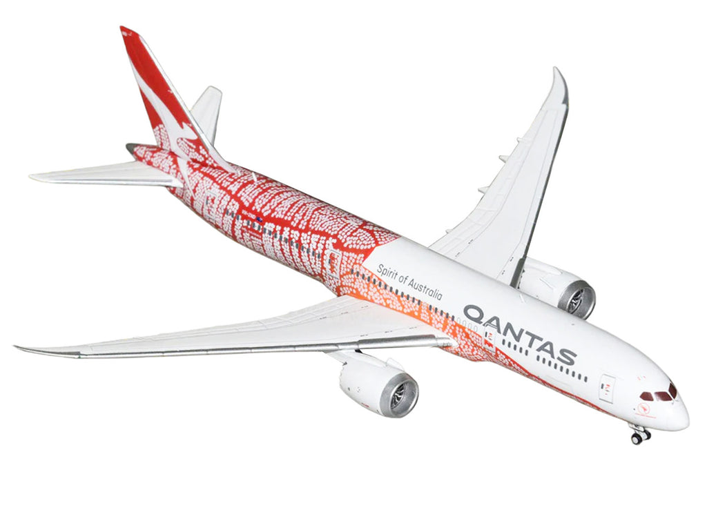 Boeing 787-9 Commercial Aircraft "Qantas - Yam Dreaming" (VH-ZND) White with Red Graphics 1/400 Diecast Model Airplane by GeminiJets-1
