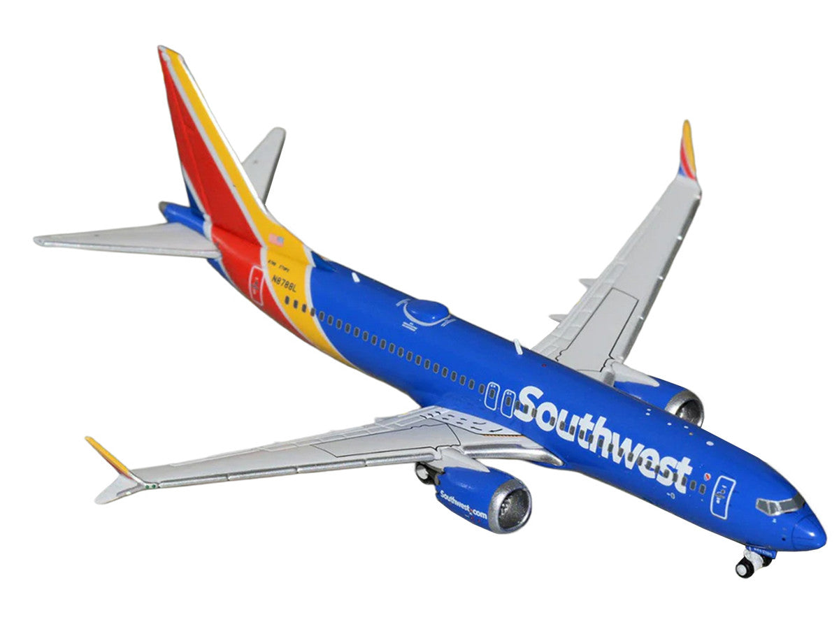 Boeing 737 MAX 8 Commercial Aircraft "Southwest Airlines" (N8788L) Blue with Red and Yellow Stripes 1/400 Diecast Model Airplane by GeminiJets-1
