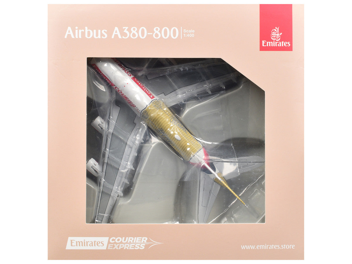 Airbus A380-800 Commercial Aircraft "Emirates Courier Express" (A6-EET) White with Tail Stripes and Package Graphics 1/400 Diecast Model Airplane by GeminiJets-2
