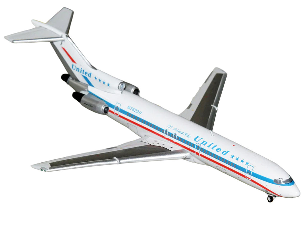 Boeing 727-200 Commercial Aircraft "United Airlines - Stars & Bars/Friend Ship" (N7620U) White with Red and Blue Stripes 1/400 Diecast Model Airplane by GeminiJets-1