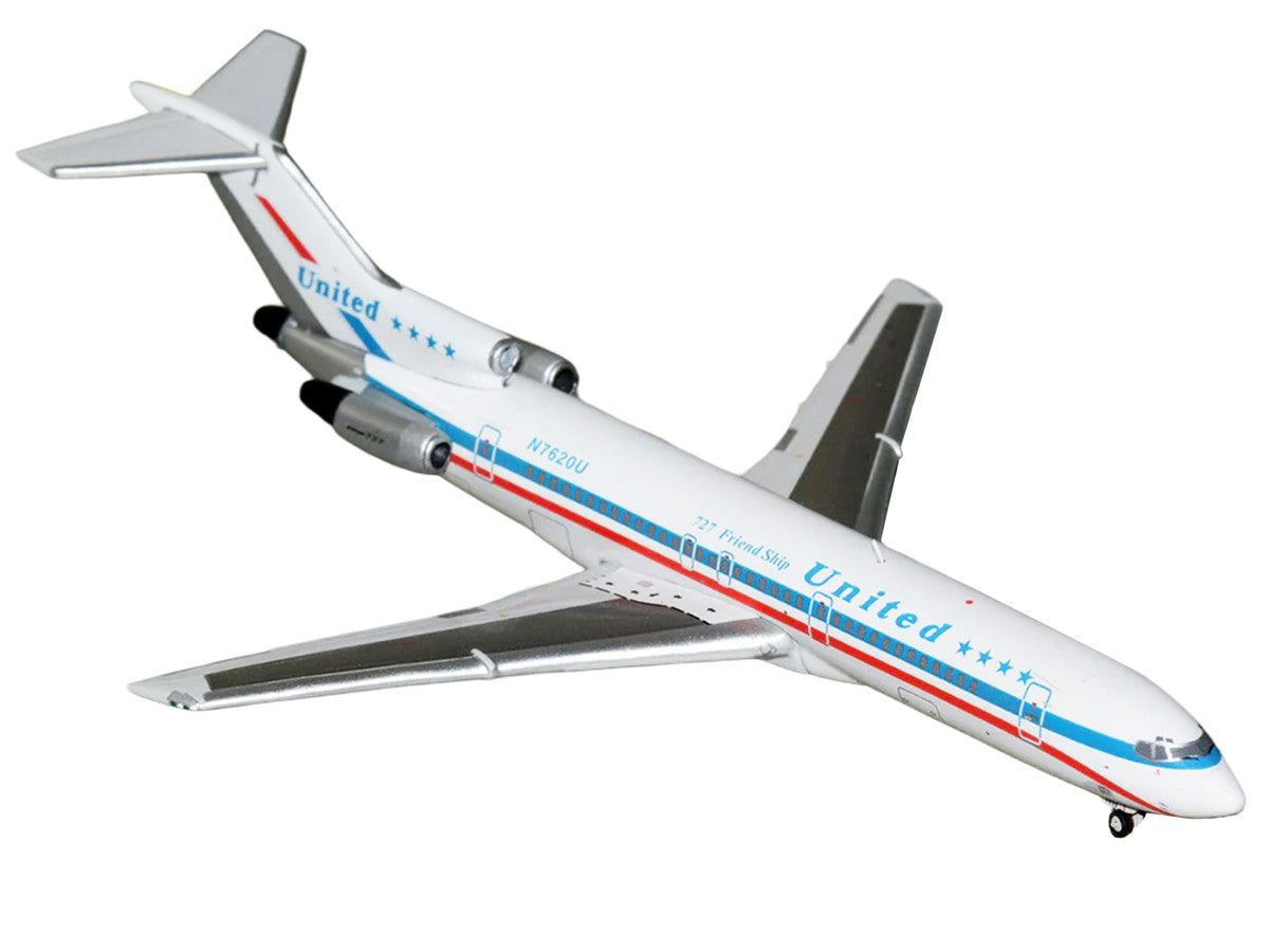 Boeing 727-200 Commercial Aircraft "United Airlines - Stars & Bars/Friend Ship" (N7620U) White with Red and Blue Stripes 1/400 Diecast Model Airplane by GeminiJets-1