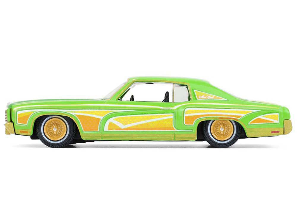 1970 Chevrolet Monte Carlo Lowrider "Michael Heralda Special Edition" Lime Green with Graphics "Hobby Exclusive" Series 1/64 Diecast Model Car by Greenlight-1
