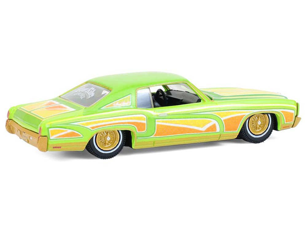 1970 Chevrolet Monte Carlo Lowrider "Michael Heralda Special Edition" Lime Green with Graphics "Hobby Exclusive" Series 1/64 Diecast Model Car by Greenlight-0