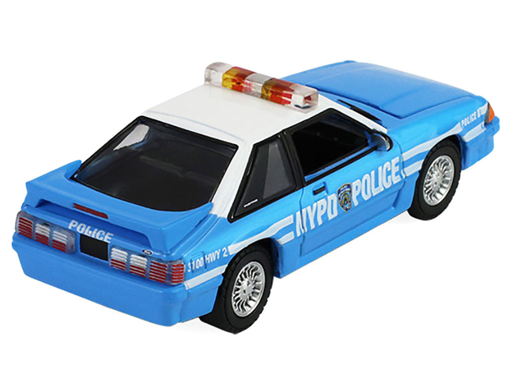 1987 Ford Mustang "New York City Police Department (NYPD)" Blue with White Top "Hobby Exclusive" Series 1/64 Diecast Model Car by Greenlight-1
