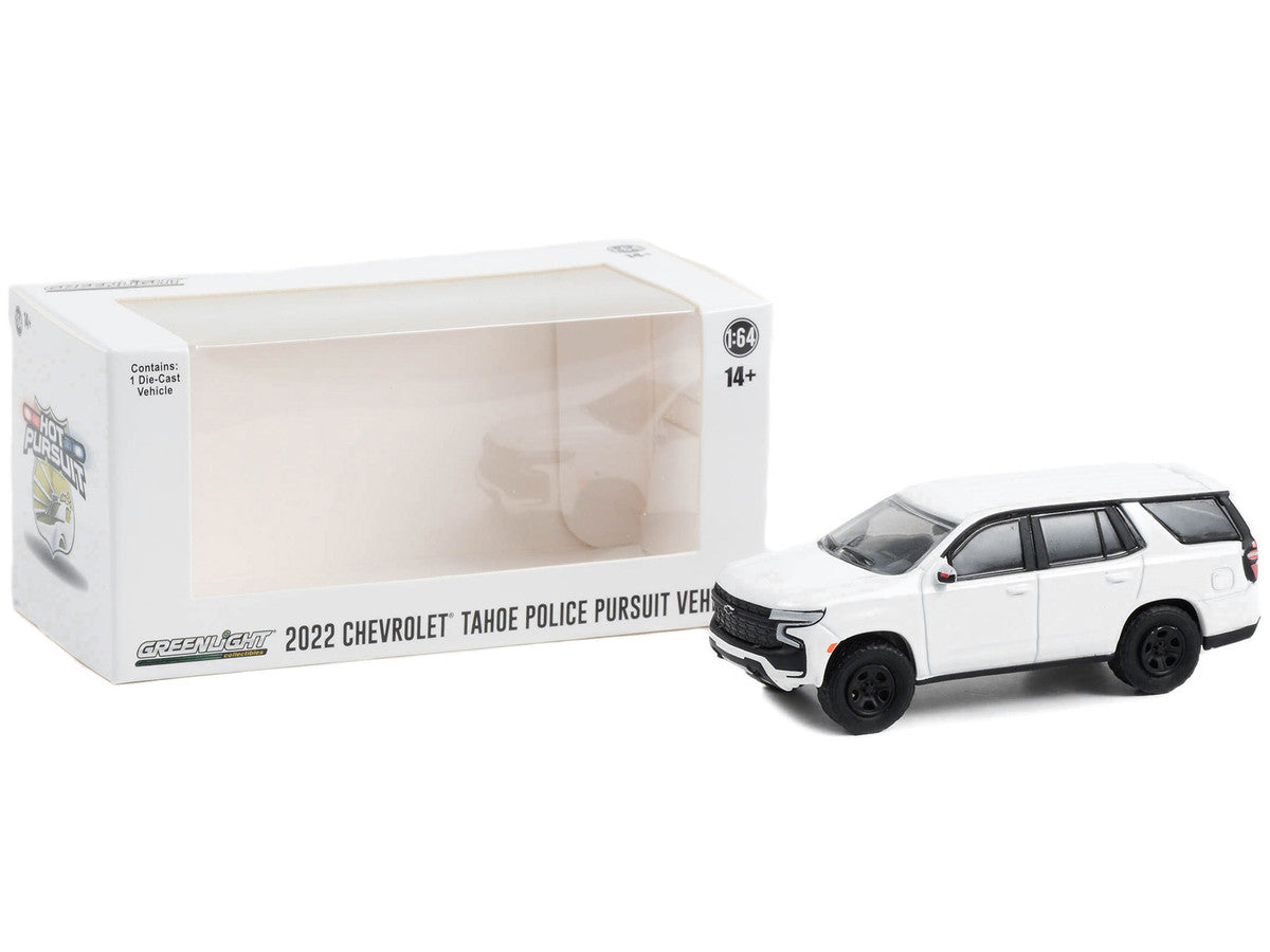2022 Chevrolet Tahoe Police Pursuit Vehicle (PPV) White "Hot Pursuit" "Hobby Exclusive" Series 1/64 Diecast Model Car by Greenlight-2