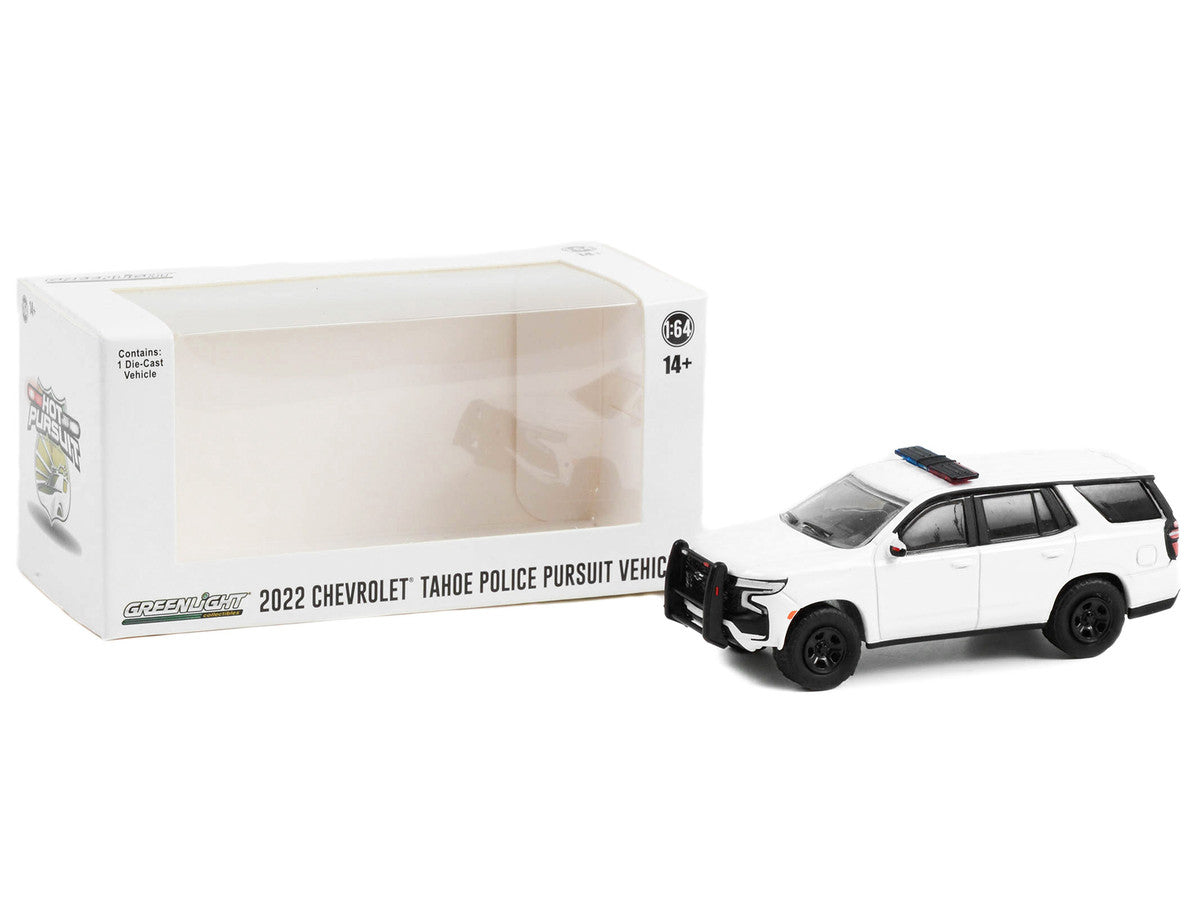 2022 Chevrolet Tahoe Police Pursuit Vehicle (PPV) White with Light Bar "Hot Pursuit" "Hobby Exclusive" Series 1/64 Diecast Model Car by Greenlight-2