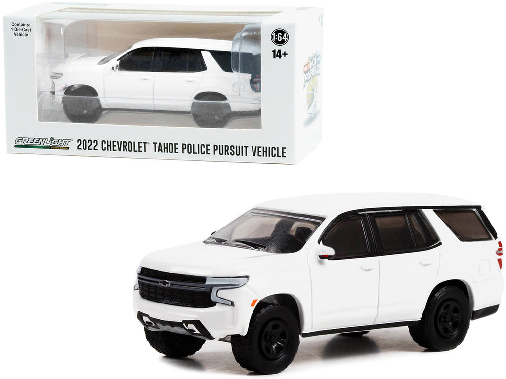 2022 Chevrolet Tahoe Police Pursuit Vehicle (PPV) White "Hot Pursuit" "Hobby Exclusive" Series 1/64 Diecast Model Car by Greenlight-0
