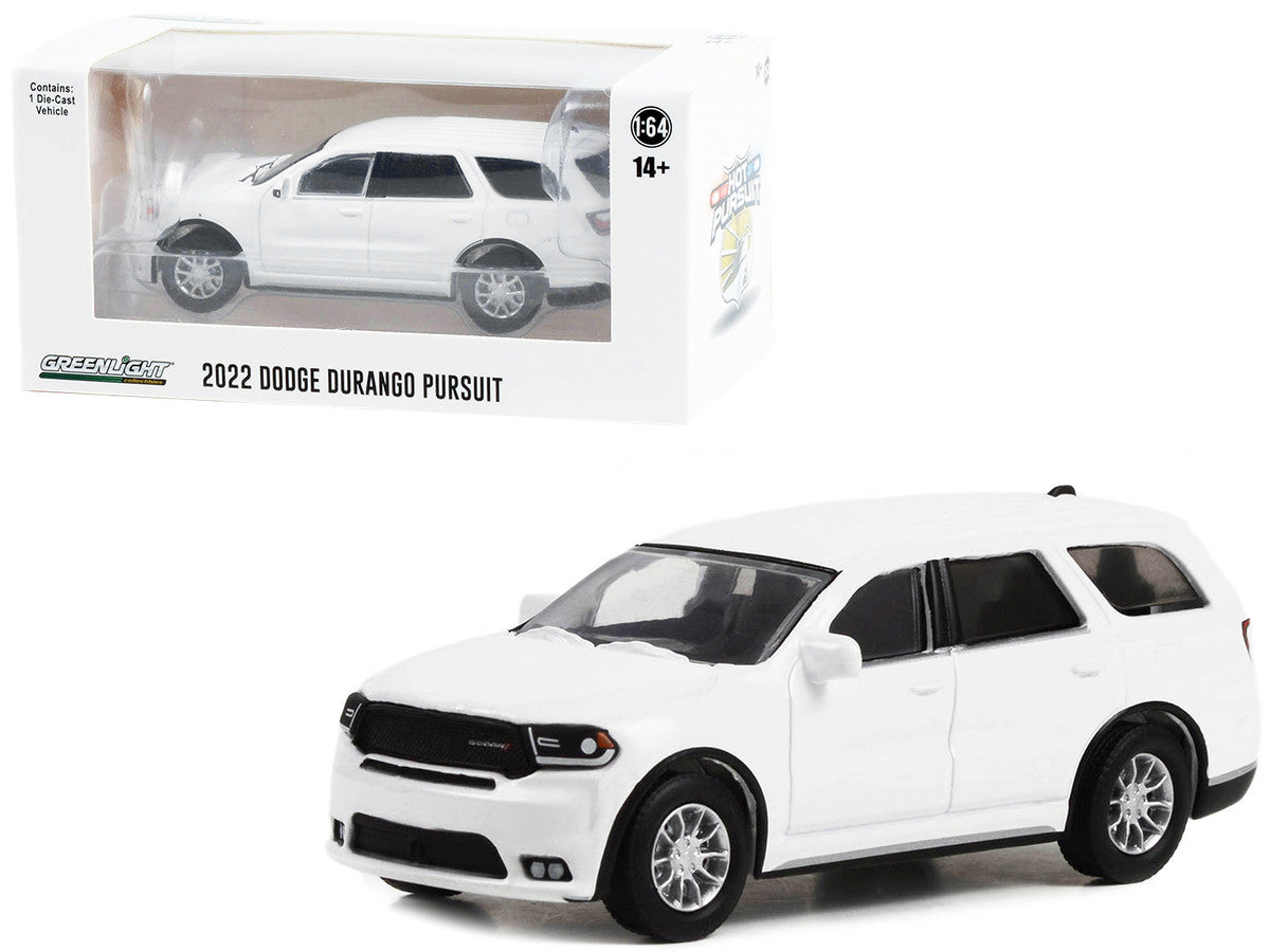 2022 Dodge Durango Pursuit Police Car White "Hot Pursuit" "Hobby Exclusive" Series 1/64 Diecast Model Car by Greenlight-0