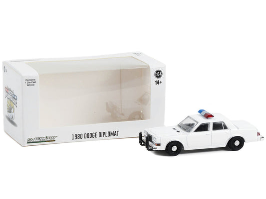 1980-1989 Dodge Diplomat Police Unmarked White with Light Bar "Hot Pursuit" "Hobby Exclusive" Series 1/64 Diecast Model Car by Greenlight-1