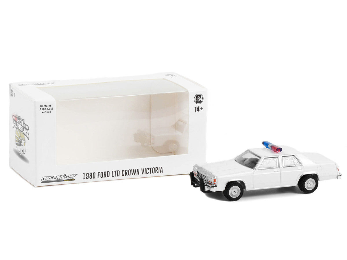 1980-1991 Ford LTD Crown Victoria Police White with Light Bar "Hot Pursuit" "Hobby Exclusive" Series 1/64 Diecast Model Car by Greenlight-1