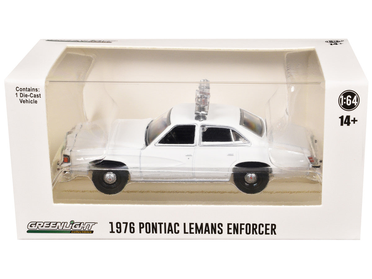 1976-77 Pontiac LeMans Enforcer White with Light Bar "Hot Pursuit - Hobby Exclusive" Series 1/64 Diecast Model Car by Greenlight-0