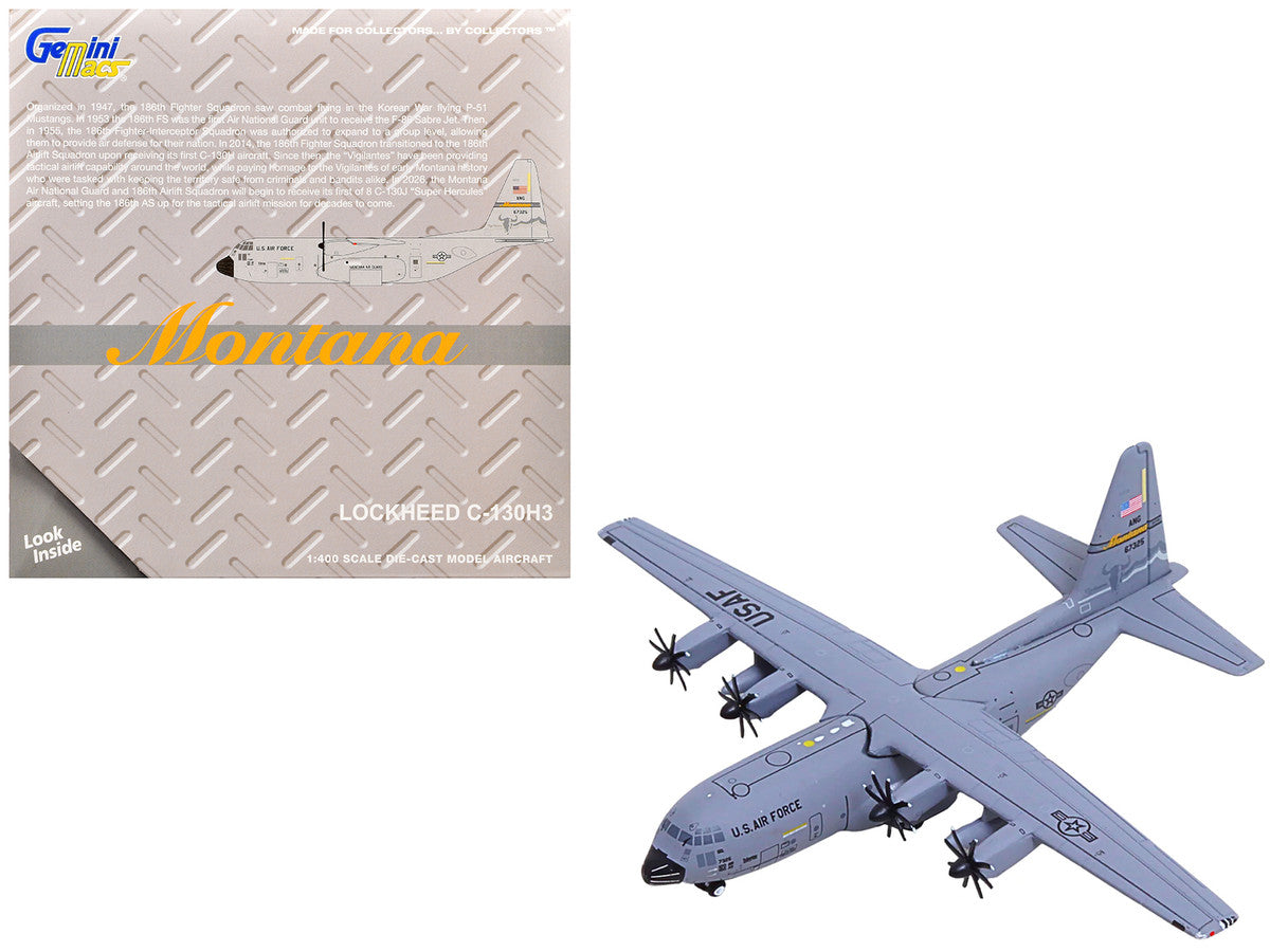 Lockheed C-130H3 Hercules Transport Aircraft "96-7325 120th Airlift Wing Montana Air National Guard" United States Air Force "Gemini Macs" Series 1/400 Diecast Model Airplane by GeminiJets-4