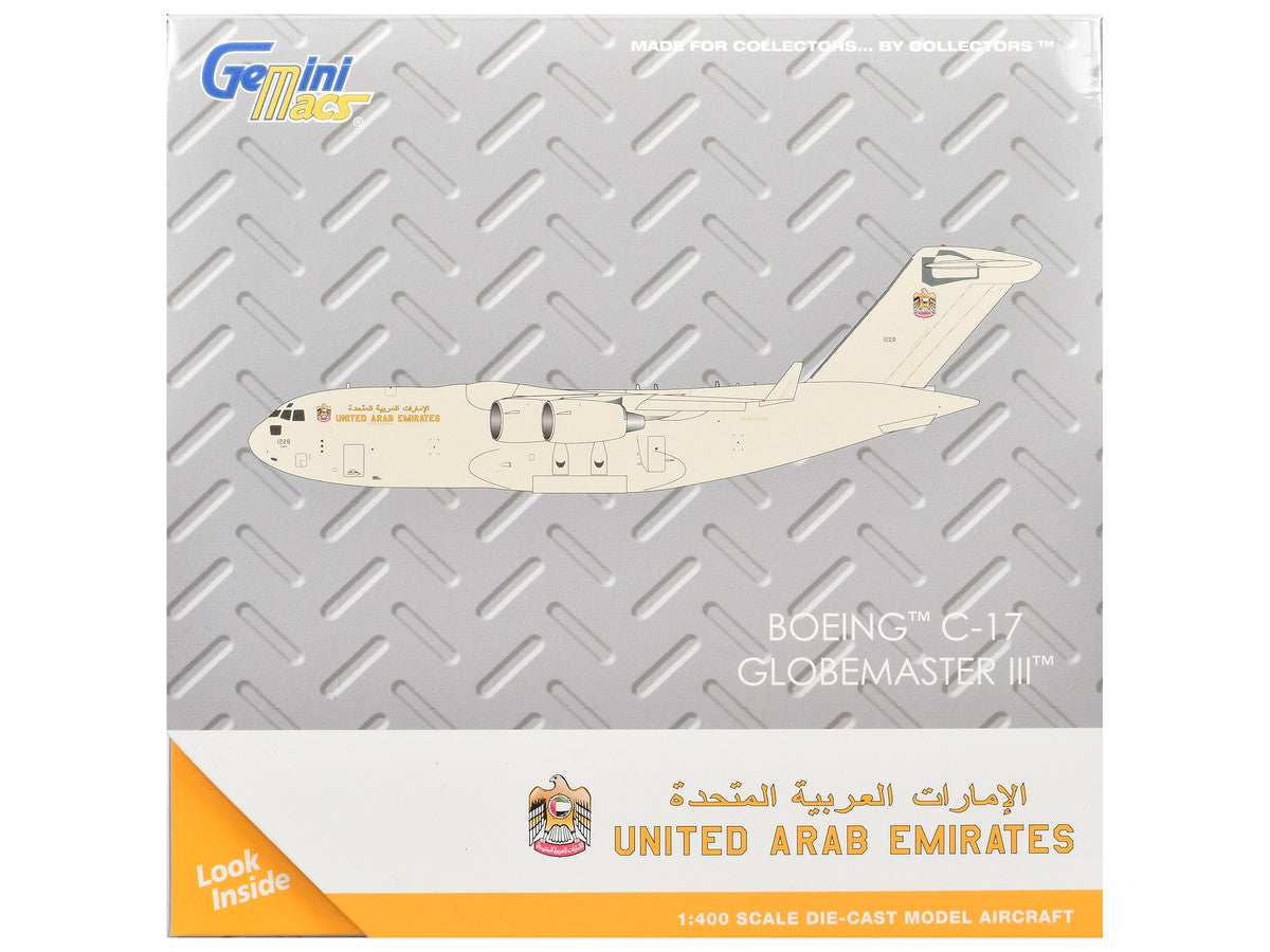 Boeing C-17 Globemaster III Transport Aircraft "United Arab Emirates Air Force" Beige "Gemini Macs" Series 1/400 Diecast Model Airplane by GeminiJets-2