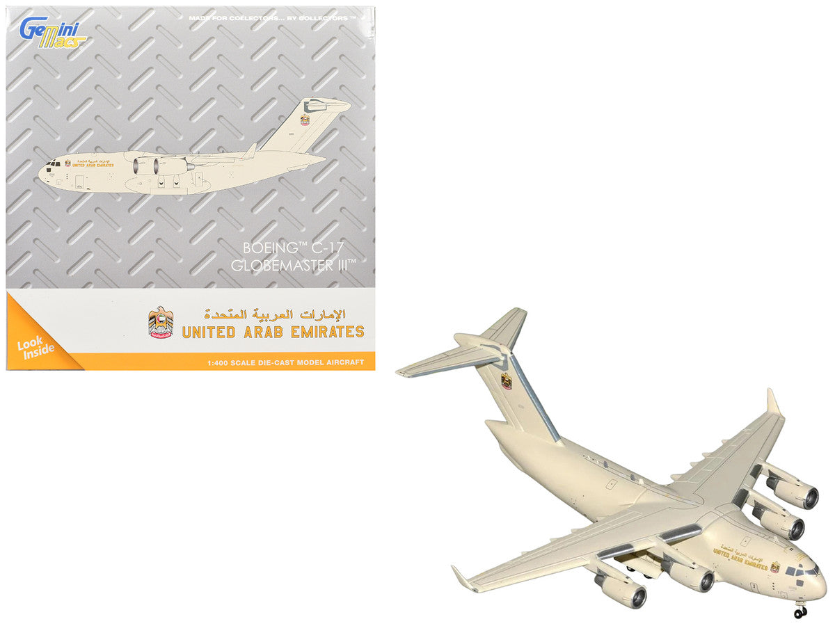 Boeing C-17 Globemaster III Transport Aircraft "United Arab Emirates Air Force" Beige "Gemini Macs" Series 1/400 Diecast Model Airplane by GeminiJets-0