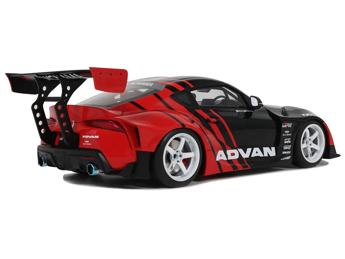 2020 Toyota Supra GR RHD (Right Hand Drive) "Advan" Black and Red 1/18 Model Car by GT Spirit-1