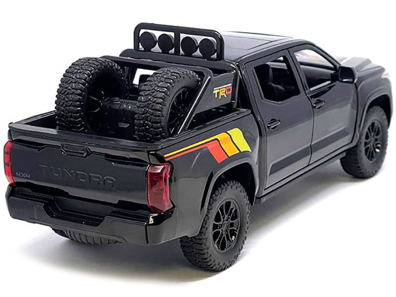 2023 Toyota Tundra TRD 4x4 Pickup Truck Black with TRD Stripes with Sunroof and Wheel Rack Limited Edition to 2400 pieces Worldwide 1/24 Diecast Model Car-1