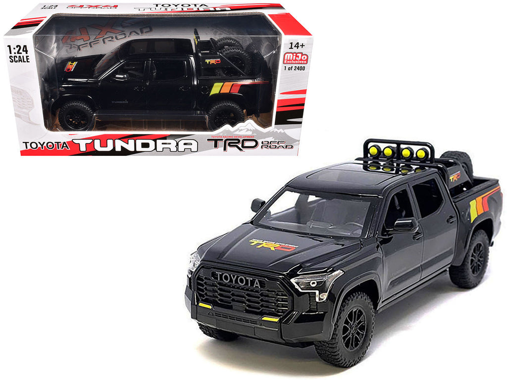 2023 Toyota Tundra TRD 4x4 Pickup Truck Black with TRD Stripes with Sunroof and Wheel Rack Limited Edition to 2400 pieces Worldwide 1/24 Diecast Model Car-2