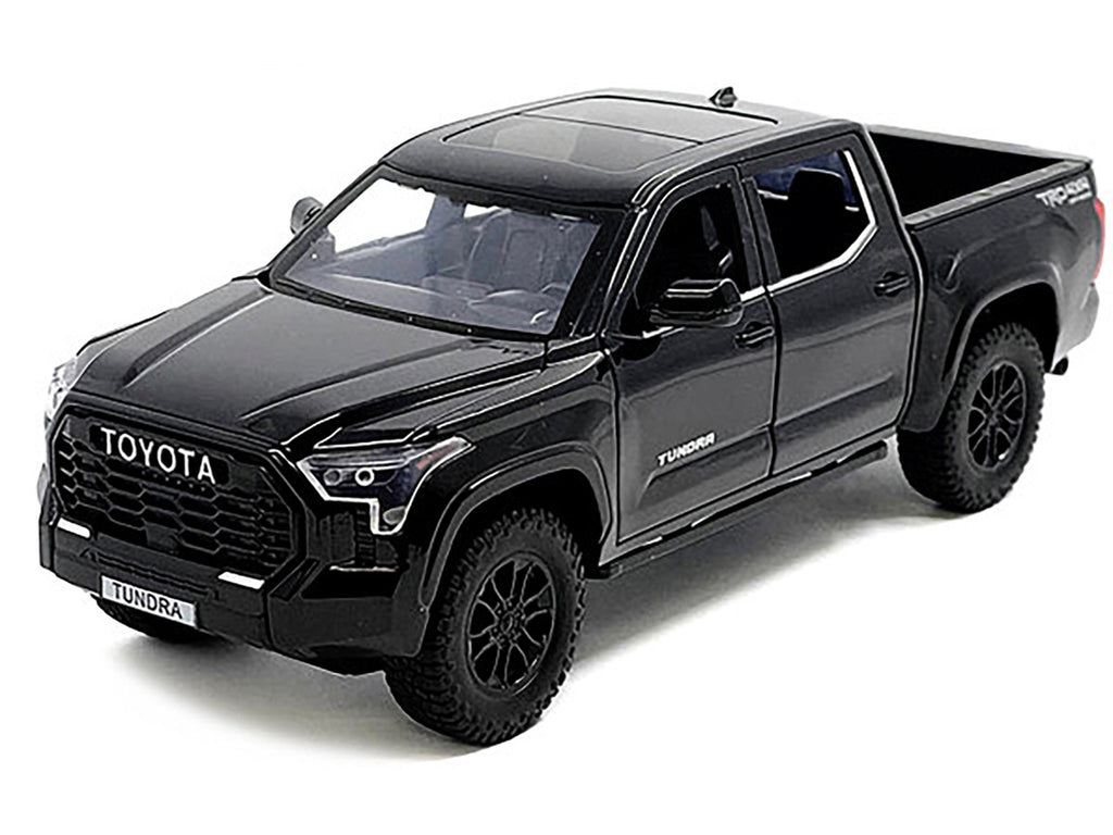 2023 Toyota Tundra TRD 4x4 Pickup Truck Black with Sunroof and Wheel Rack 1/24 Diecast Model Car-2