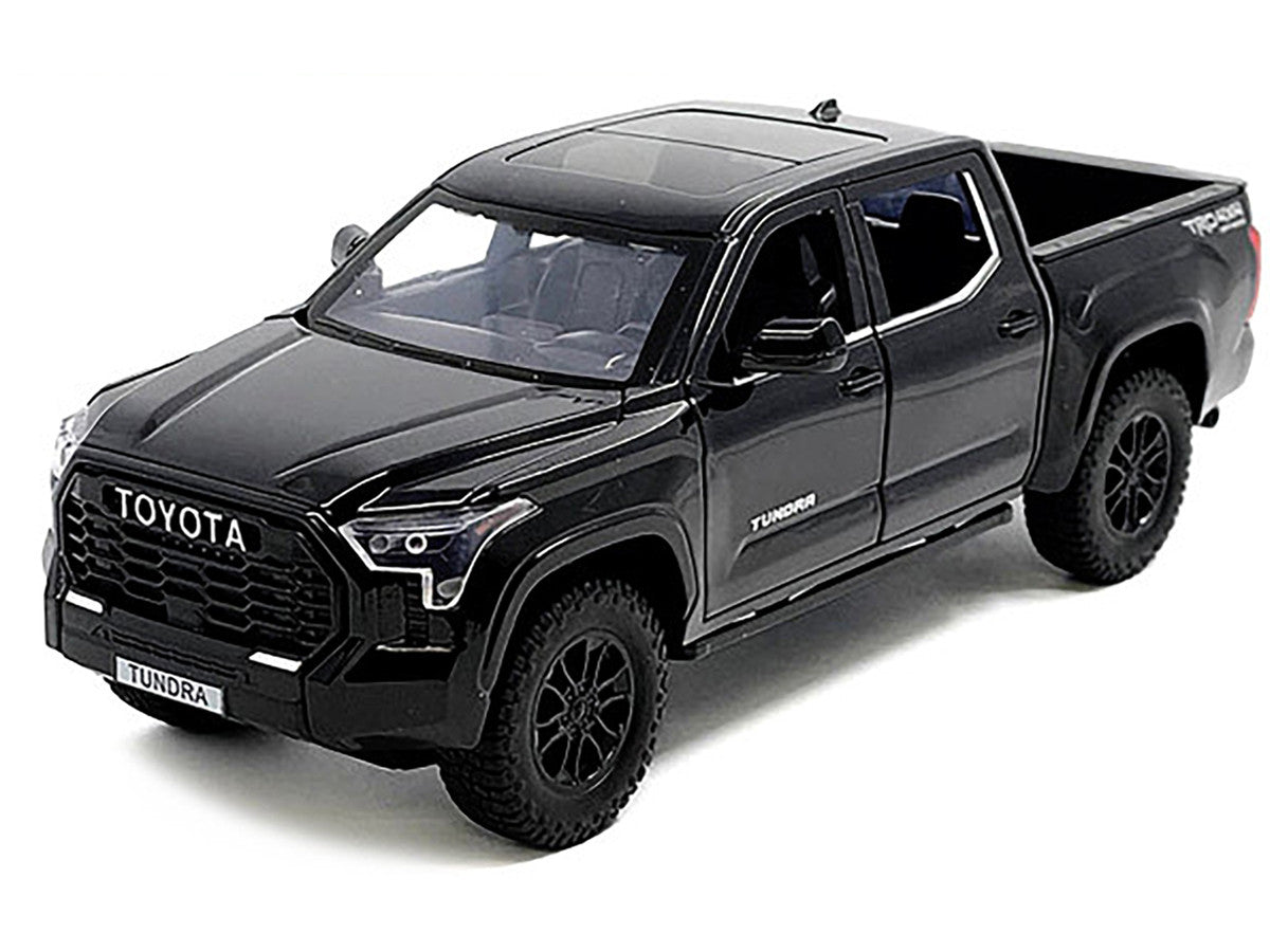 2023 Toyota Tundra TRD 4x4 Pickup Truck Black with Sunroof and Wheel Rack 1/24 Diecast Model Car-2