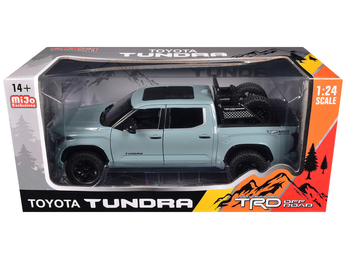 2023 Toyota Tundra TRD 4x4 Pickup Truck Lunar Rock Gray with Sunroof and Wheel Rack 1/24 Diecast Model Car-0