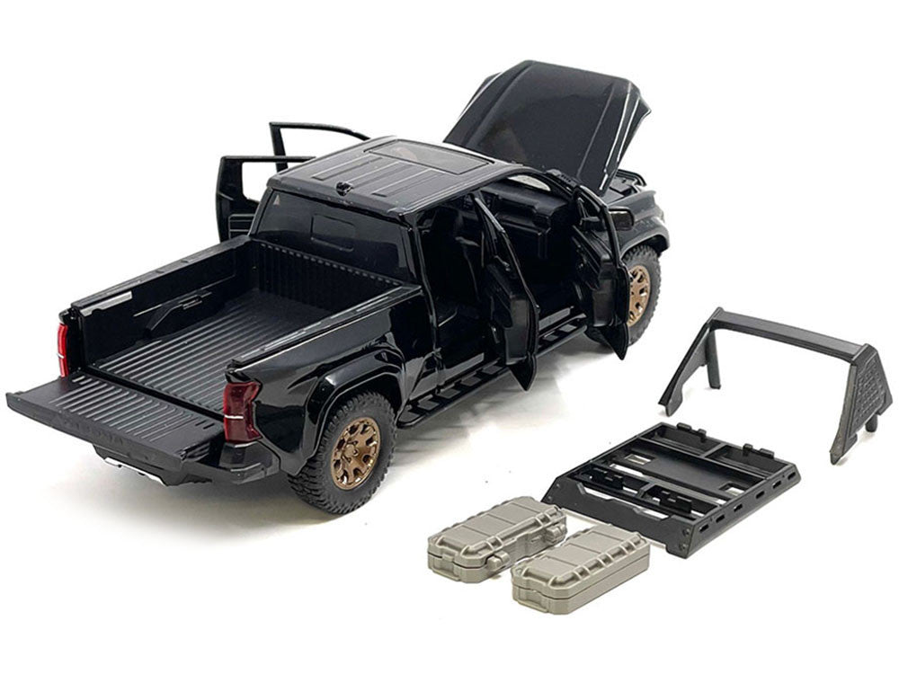 2024 Toyota Tacoma Trailhunter Edition Pickup Truck Black 1/24 Diecast Model Car-0