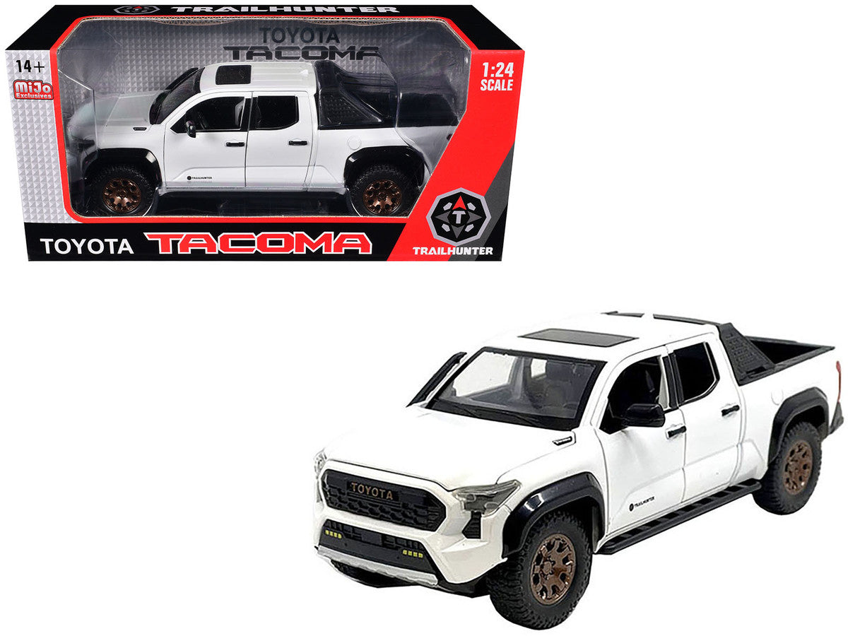 2024 Toyota Tacoma Trailhunter Edition Pickup Truck White Metallic 1/24 Diecast Model Car-2