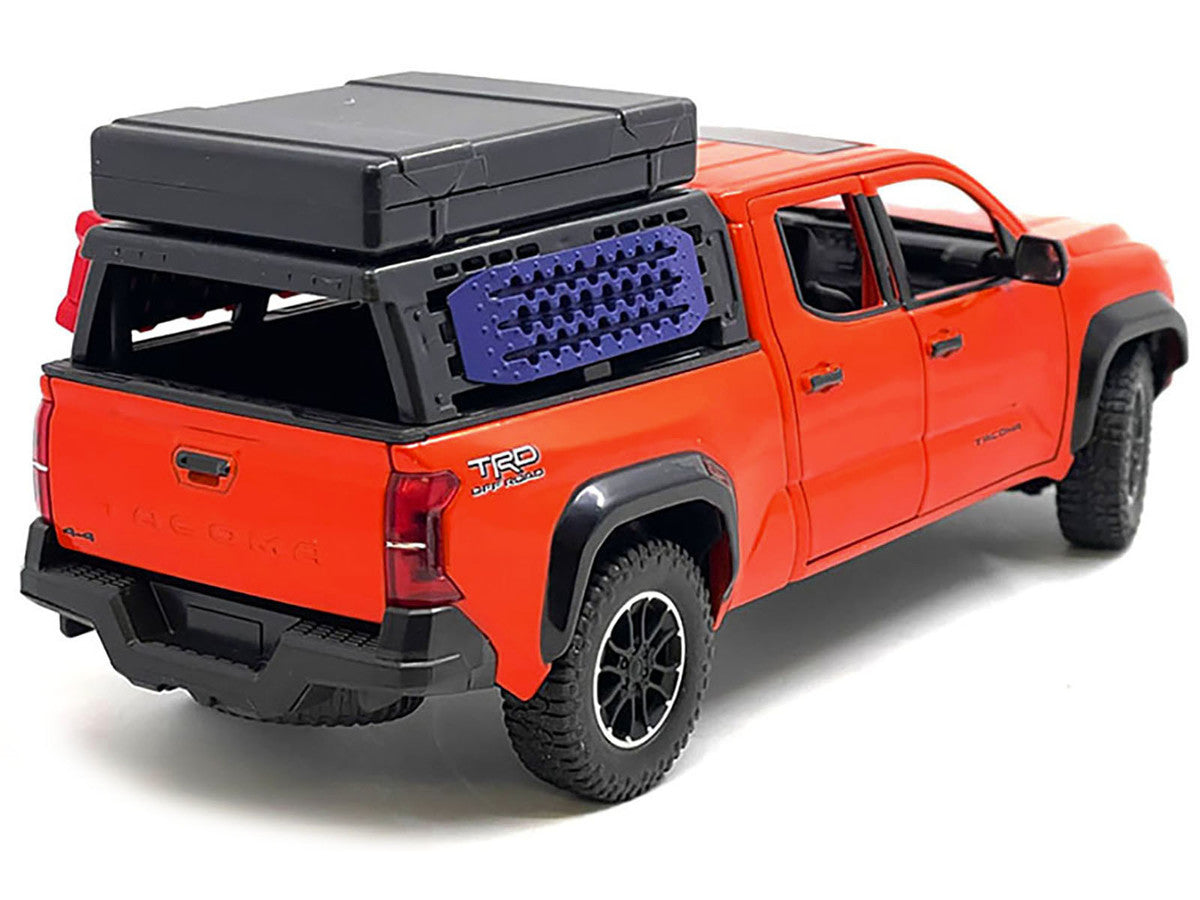 2024 Toyota Tacoma TRD Off-Road Edition Pickup Truck Octane Orange with Bed Camper 1/24 Diecast Model Car-0
