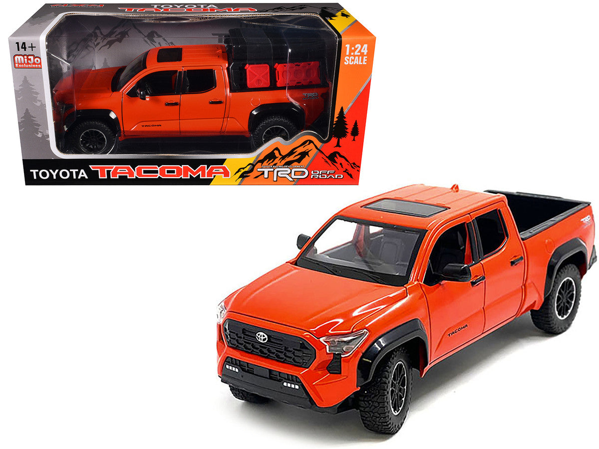 2024 Toyota Tacoma TRD Off-Road Edition Pickup Truck Octane Orange with Bed Camper 1/24 Diecast Model Car-2