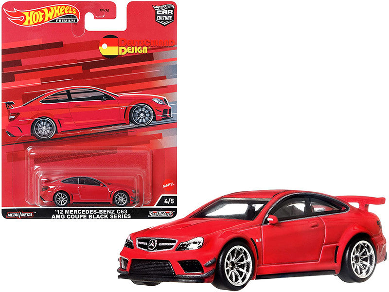 2012 Mercedes Benz C63 AMG Coupe Black Series Red "Deutschland Design" Series Diecast Model Car by Hot Wheels-0