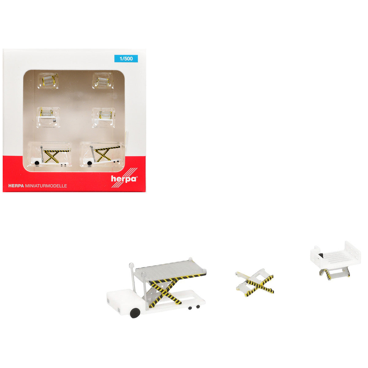 Container Loader 2 Vehicle Set White 1/500 Diecast Model by Herpa-0