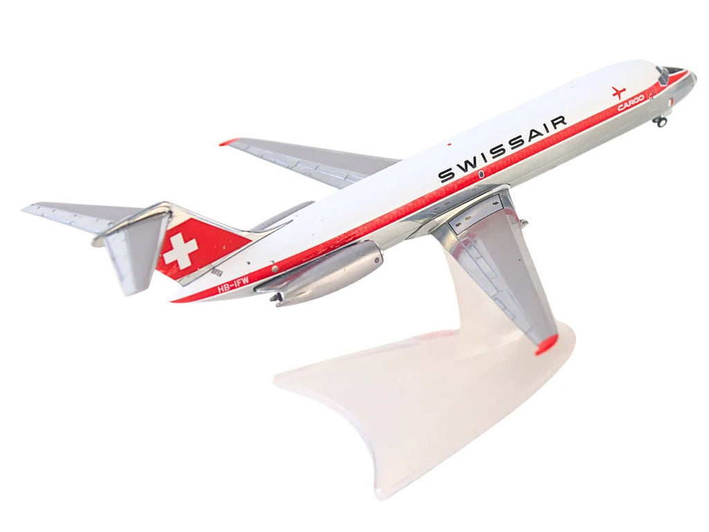 Douglas DC-9-30F Commercial Aircraft "Swissair" (HB-IFW) White with Red Stripes 1/200 Diecast Model Airplane by Herpa-1