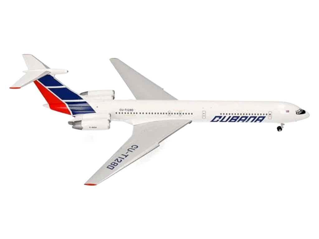 Ilyushin IL-62M Commercial Aircraft "Cubana de Aviacion" (T1280) White with Blue and Red Tail 1/200 Diecast Model Airplane by Herpa-1