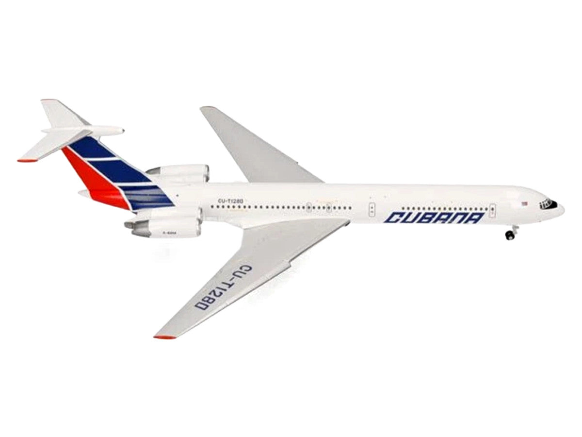 Ilyushin IL-62M Commercial Aircraft "Cubana de Aviacion" (T1280) White with Blue and Red Tail 1/200 Diecast Model Airplane by Herpa-1