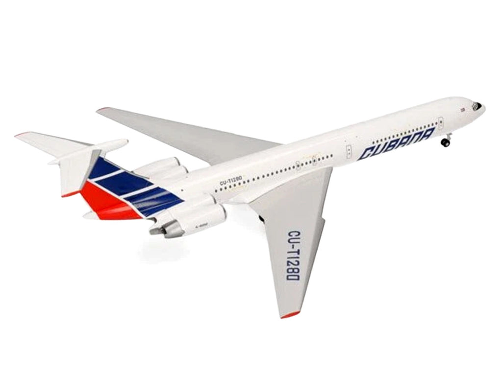Ilyushin IL-62M Commercial Aircraft "Cubana de Aviacion" (T1280) White with Blue and Red Tail 1/200 Diecast Model Airplane by Herpa-2