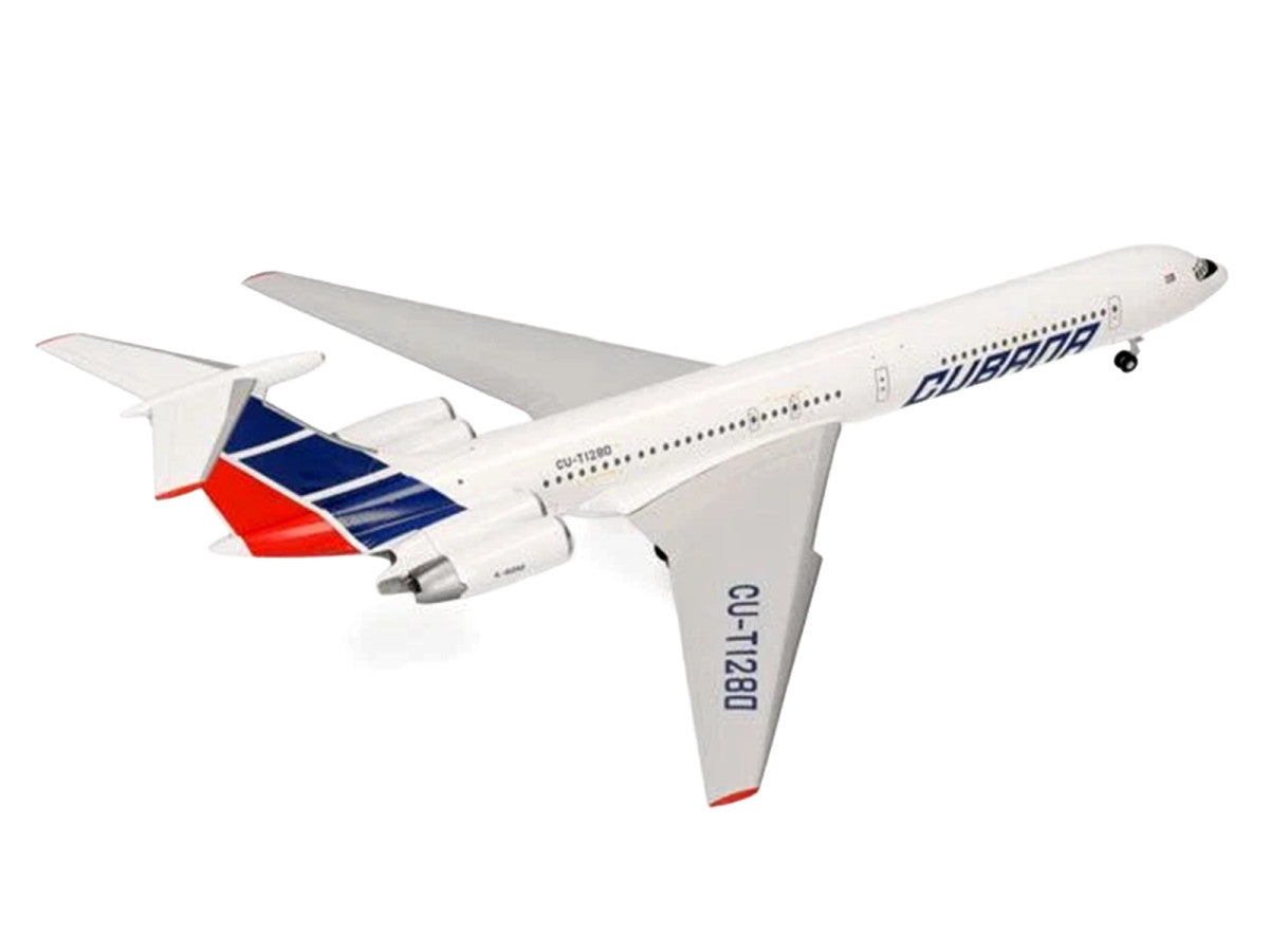 Ilyushin IL-62M Commercial Aircraft "Cubana de Aviacion" (T1280) White with Blue and Red Tail 1/200 Diecast Model Airplane by Herpa-2