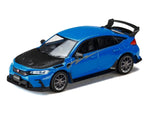 Honda Civic Type R (FL5) RHD (Right Hand Drive) Racing Blue Pearl with Carbon Hood "MUGEN Group B" (2025) "JDM64" Series 1/64 Diecast Model Car by Hobby Japan-0
