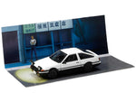 Toyota Sprinter Trueno (AE86) RHD (Right Hand Drive) White with Black Stripes "Takumi Fujiwara VS Takeshi Nakazato - Initial D" (1995-2013) Manga with Collectible Cards "Diorama Set Series" 1/64 Diecast Model Car by Hobby Japan-3