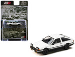 Toyota Sprinter Trueno (AE86) RHD (Right Hand Drive) White with Black Stripes "Takumi Fujiwara VS Takeshi Nakazato - Initial D" (1995-2013) Manga with Collectible Cards "Diorama Set Series" 1/64 Diecast Model Car by Hobby Japan-0