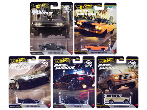 "Fast & Furious 25th Anniversary" 2026 5 piece Set Q Diecast Model Cars by Hot Wheels-0